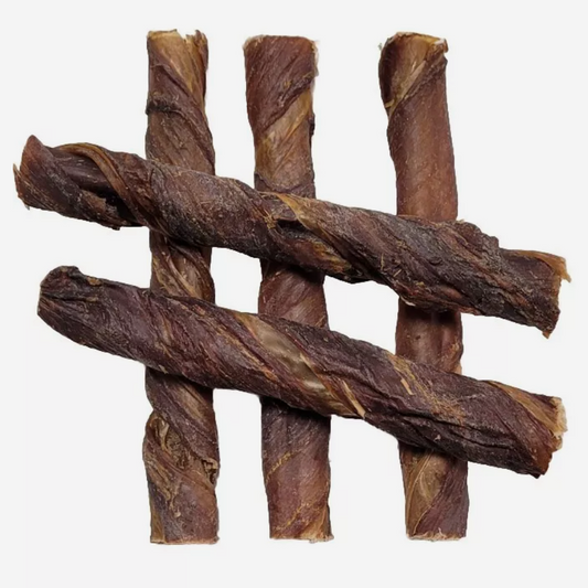 Pizzle Stick (15cm) Wrapped In Biltong Natural Dog Chew Treat Bully Stick